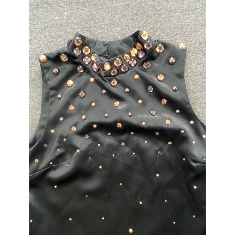 Anthropologie Tanvi Kedia Mini Dress Large Women‎ Sleeveless Shine Preppy Retro - Picture 3 of 16
